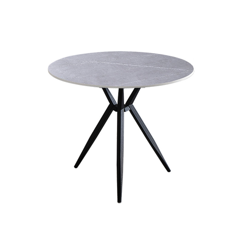 Modern Style Round Dining Table Sintered Stone Table with Metal Base for Home Use