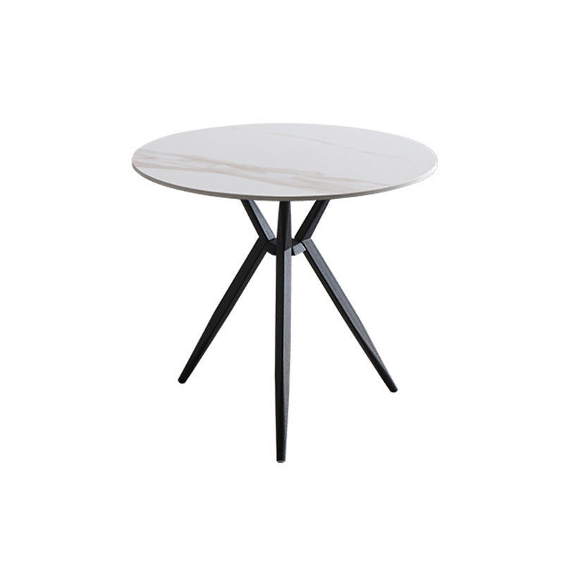 Modern Style Round Dining Table Sintered Stone Table with Metal Base for Home Use
