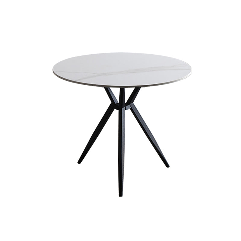 Modern Style Round Dining Table Sintered Stone Table with Metal Base for Home Use
