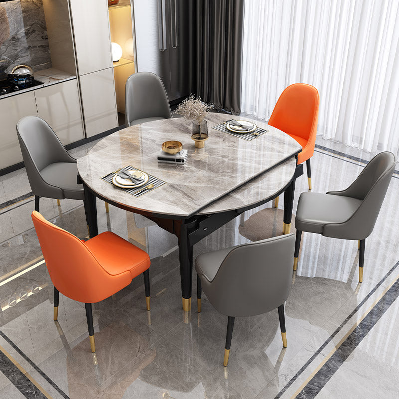 Traditionele luxe ronde eettafel, stenen eetkamer met druppelblad, meubelen