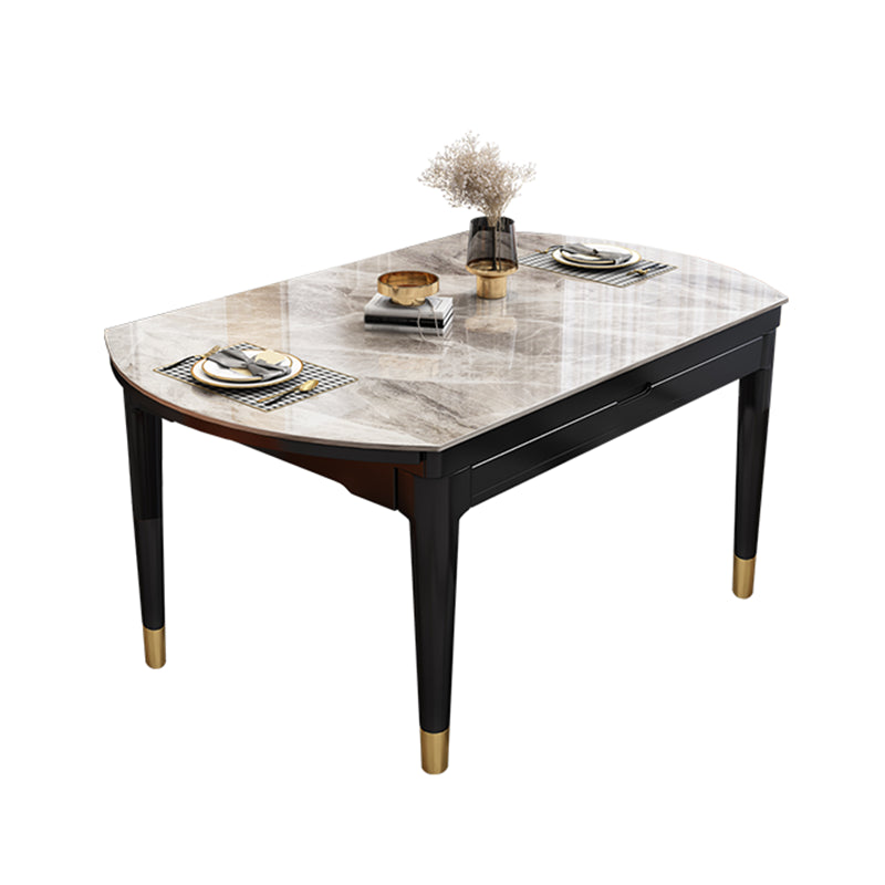 Traditionele luxe ronde eettafel, stenen eetkamer met druppelblad, meubelen