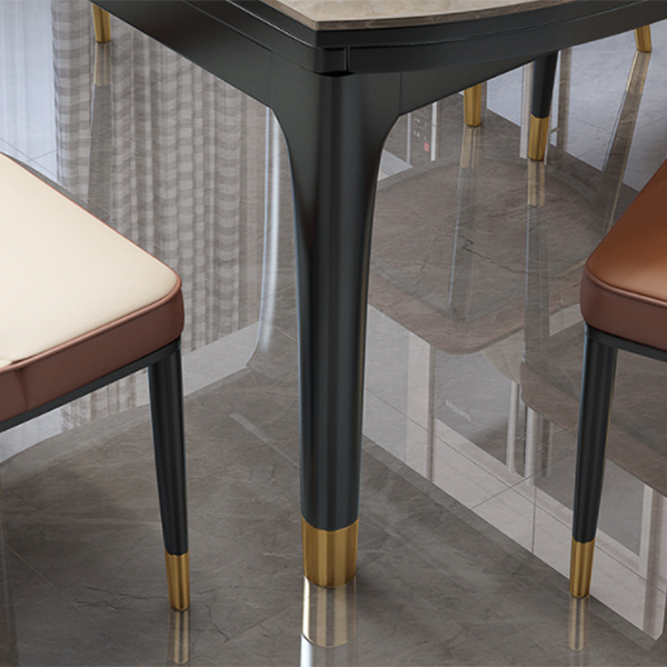 Traditionele luxe ronde eettafel, stenen eetkamer met druppelblad, meubelen