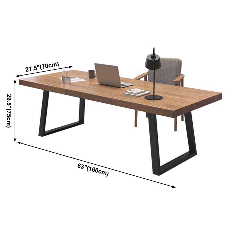 Mesa de comedor industrial rectangular, mesa fija de color madera con madera maciza de pino