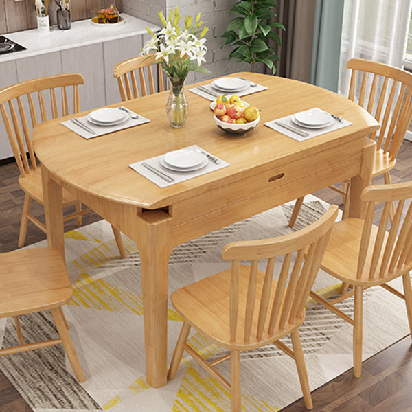 Moderne eettafel van rubberhout, ronde tafel met 4 poten voor eetkamer