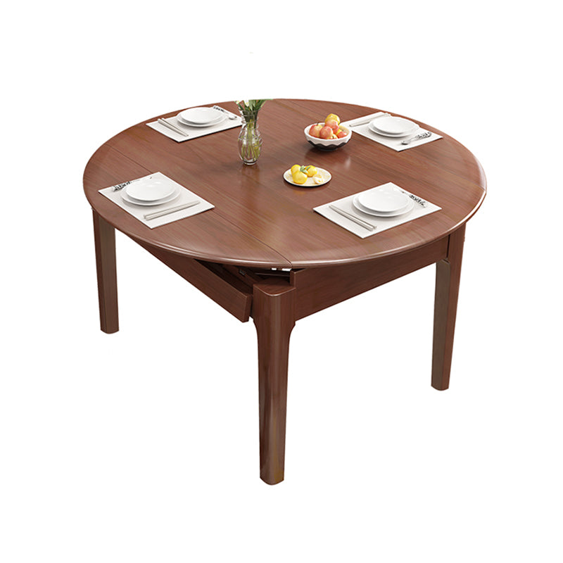 Moderne eettafel van rubberhout, ronde tafel met 4 poten voor eetkamer