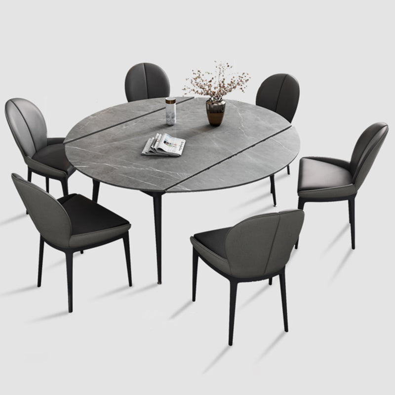 Modern Style Gray Dining Table Sintered Stone Table with 4 Legs for Kitchen