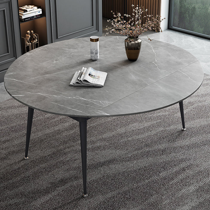 Modern Style Gray Dining Table Sintered Stone Table with 4 Legs for Kitchen