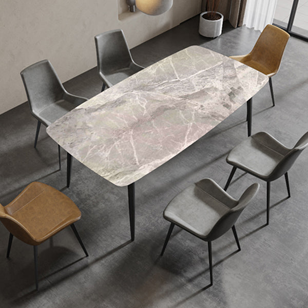 Mesa de comedor estándar de forma rectángulo industrial Mesa de comedor gris sinterizada para cocina