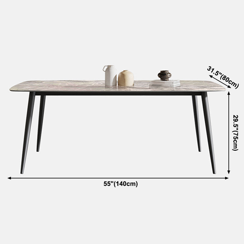 Mesa de comedor estándar de forma rectángulo industrial Mesa de comedor gris sinterizada para cocina