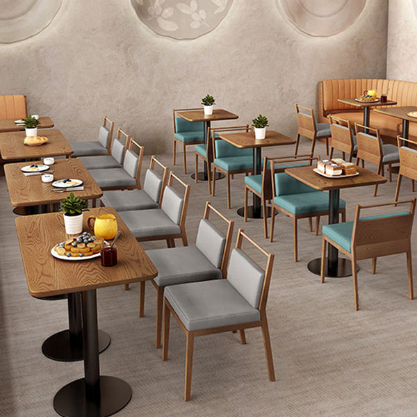 Industrial Wood Dinner Table Brown Table with Black Frame for Dining Room