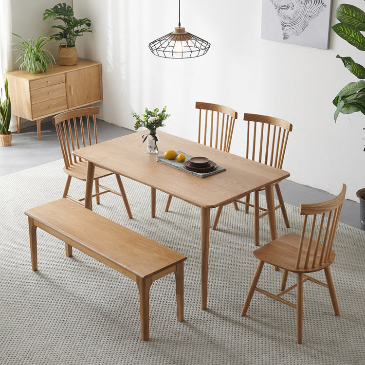 Rectangle Oak Wood Table in Nature Modern Dining Table with Wooden 4 Legs