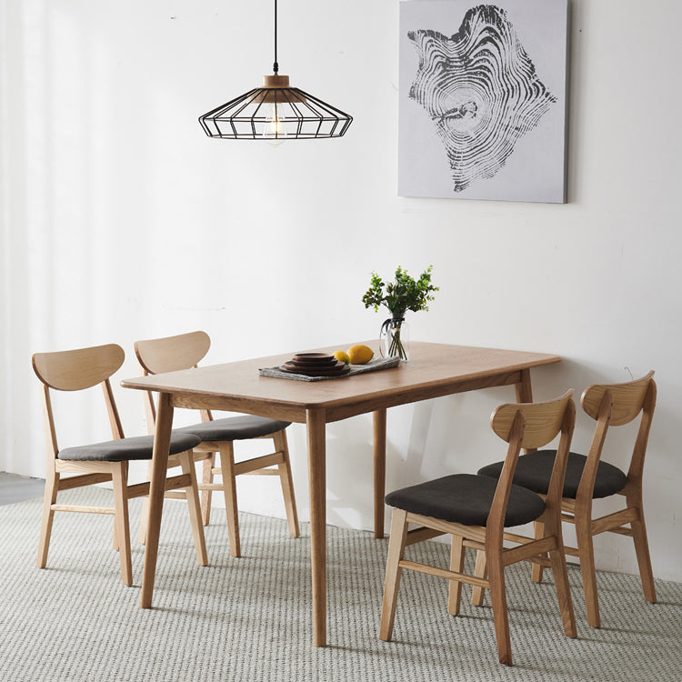 Rectangle Oak Wood Table in Nature Modern Dining Table with Wooden 4 Legs
