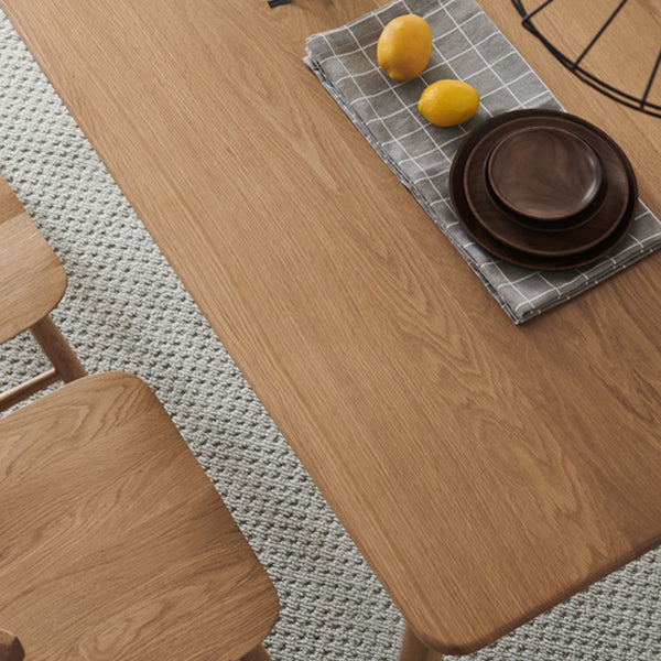 Rectangle Oak Wood Table in Nature Modern Dining Table with Wooden 4 Legs