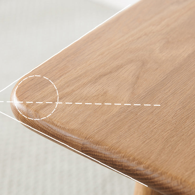 Rectangle Oak Wood Table in Nature Modern Dining Table with Wooden 4 Legs