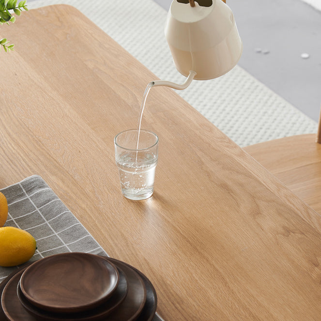 Rectangle Oak Wood Table in Nature Modern Dining Table with Wooden 4 Legs