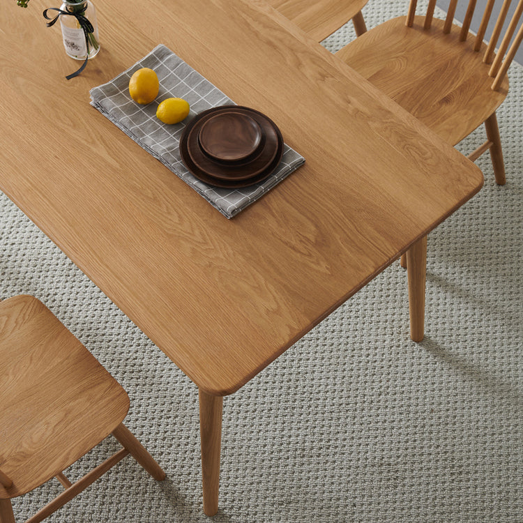 Rectangle Oak Wood Table in Nature Modern Dining Table with Wooden 4 L
