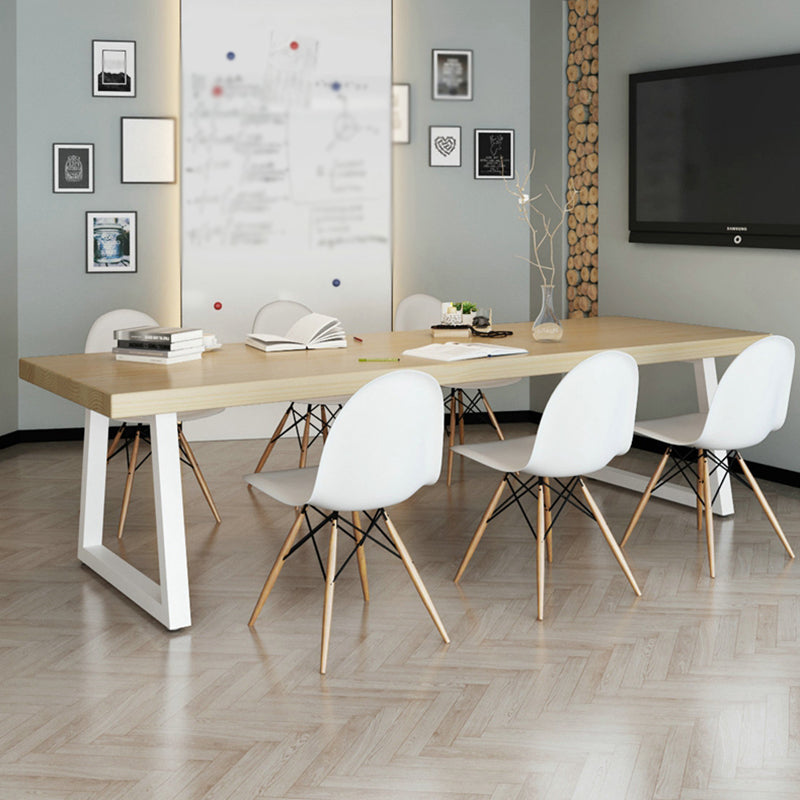 Mesa de comedor de madera maciza de pino, mesa de comedor industrial con base de trineo
