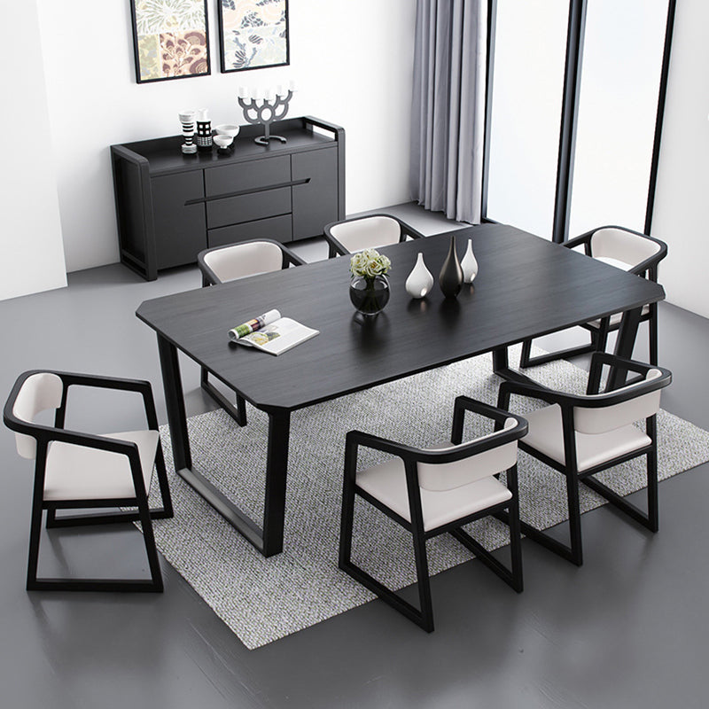 Rectangle Shape Two-Color Dining Table Industrial Double Pedestal Table for Dining Room