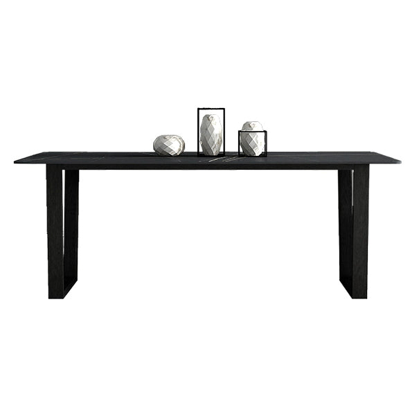 Rectangle Shape Two-Color Dining Table Industrial Double Pedestal Table for Dining Room