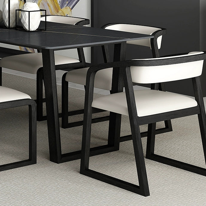 Rectangle Shape Two-Color Dining Table Industrial Double Pedestal Table for Dining Room