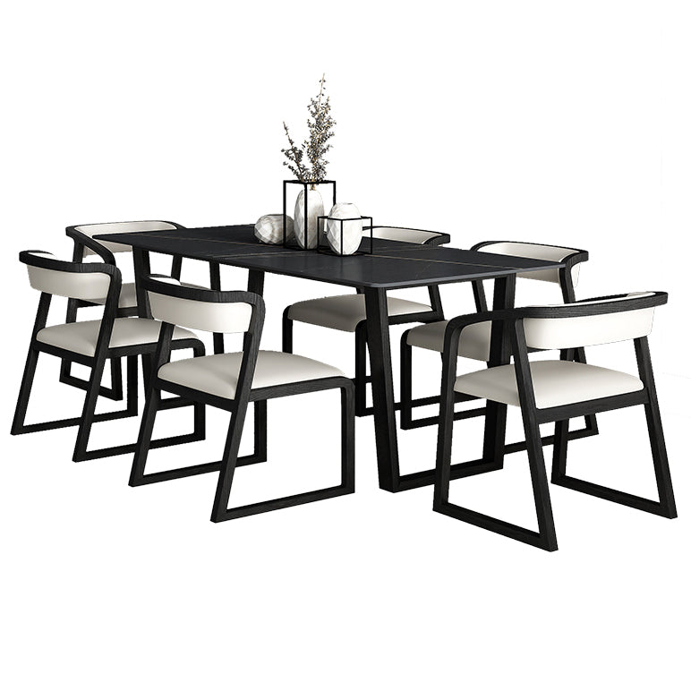 Rectangle Shape Two-Color Dining Table Industrial Double Pedestal Table for Dining Room