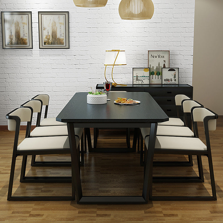 Rectangle Shape Two-Color Dining Table Industrial Double Pedestal Table for Dining Room