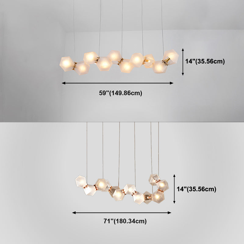 Frosted Glass Island Beleuchtung künstlerischer Esszimmer Suspension Licht in Gold