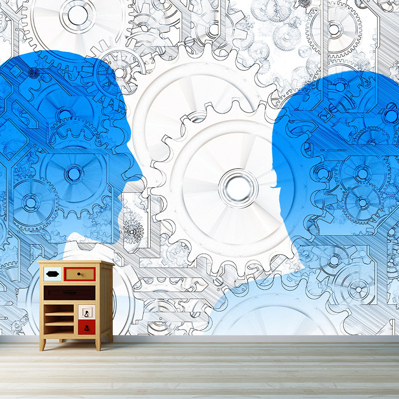 Customized Industrial Metal Gears Mural Eco-friendly Wallpaper for Bedroom