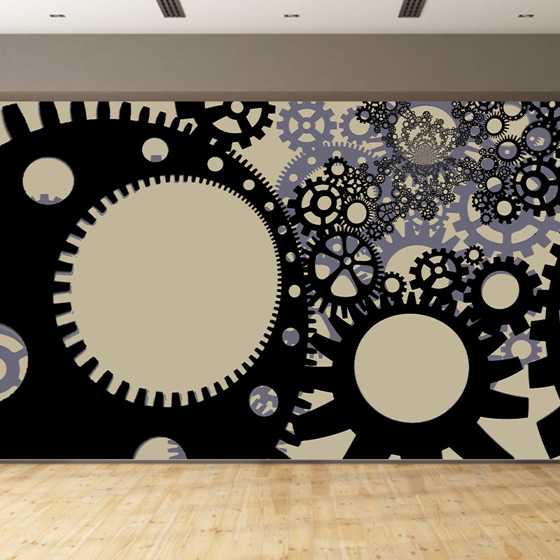 Customized Industrial Metal Gears Mural Eco-friendly Wallpaper for Sitting Room