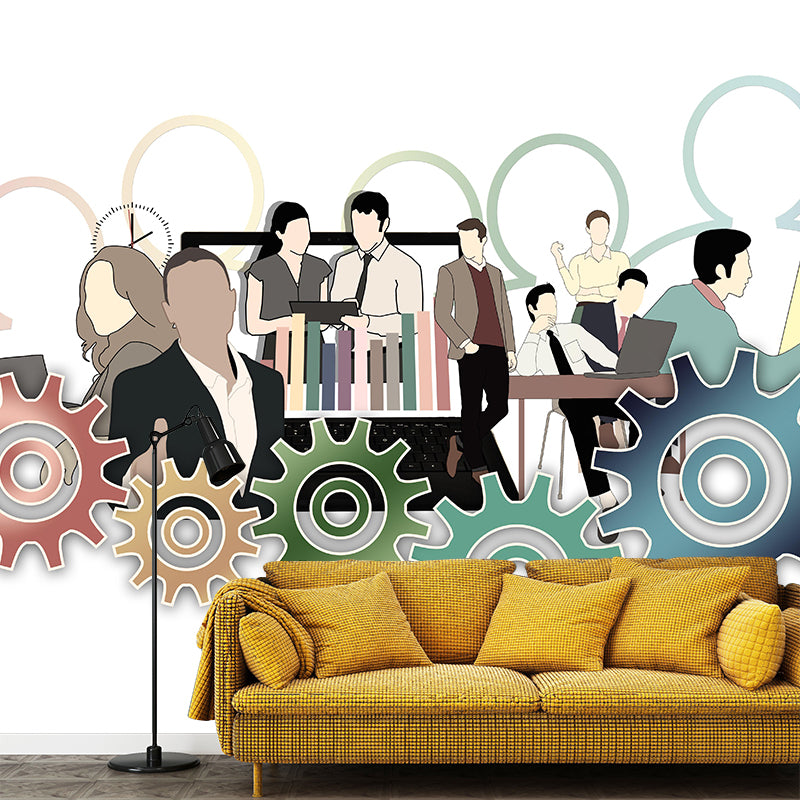 Customized Industrial Metal Gears Mural Eco-friendly Wallpaper for Sitting Room