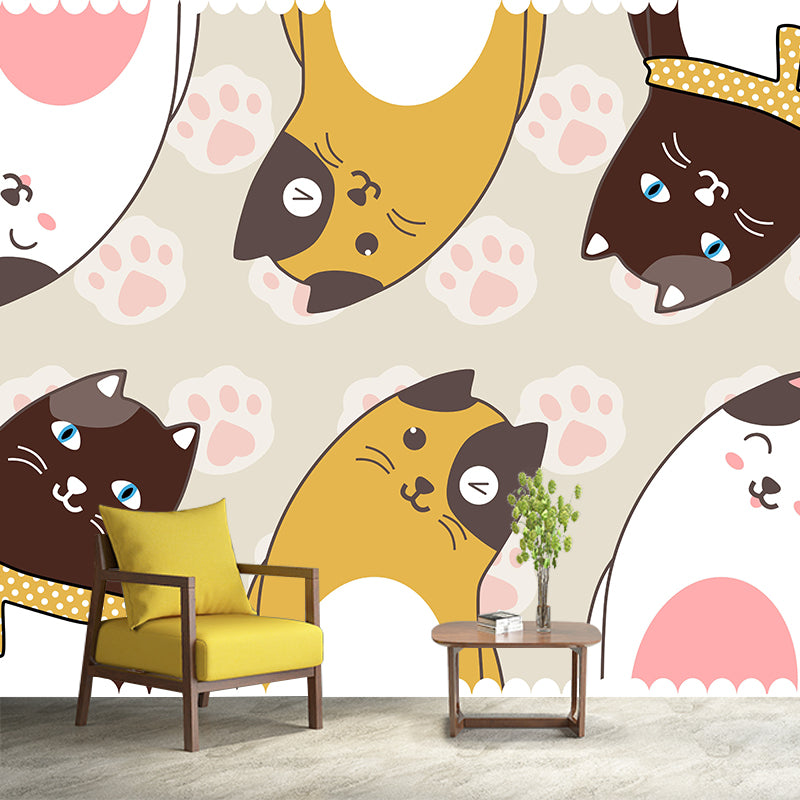 Lovely Cartoon Animals Wallpaper Mural Mildew Resistant for Children's Bedroom