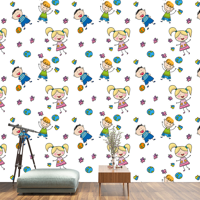Cartoon Character Wallpaper Mural Mildew Resistant for Children's Bedroom