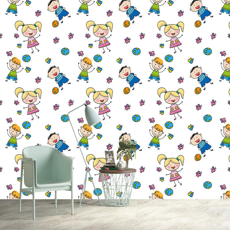 Cartoon Character Wallpaper Mural Mildew Resistant for Children's Bedroom
