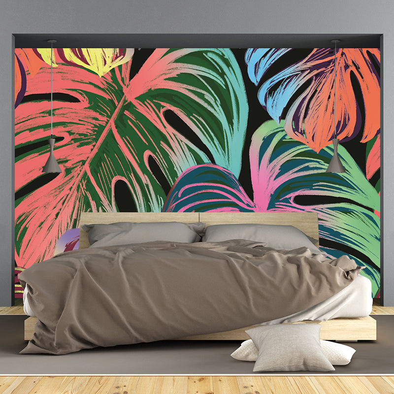 Customized Tropical Leaves Wall Mural Indoor Decoration Mural for Sitting Room