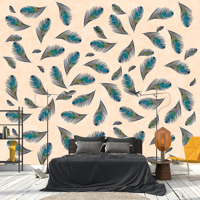 Tropical Leaf Plant Mural Modern Style Stain Resistant Wall Art for Room