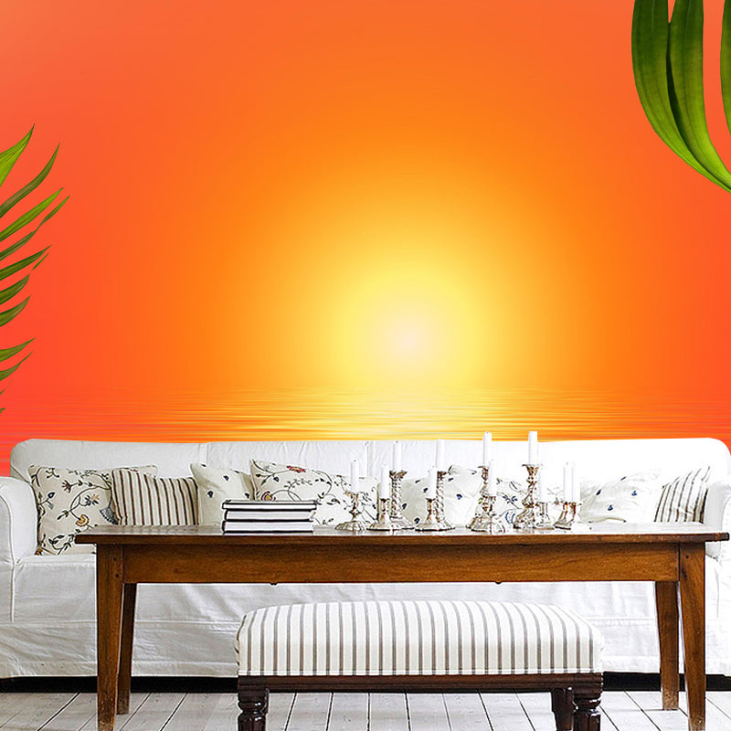 Tropical Leaf Plant Mural Modern Style Stain Resistant Wall Art for Room