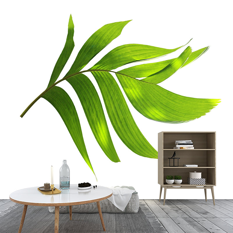 Tropical Palm Leaf Mural Soft Color Stain Resistant Wall Art for Living Room
