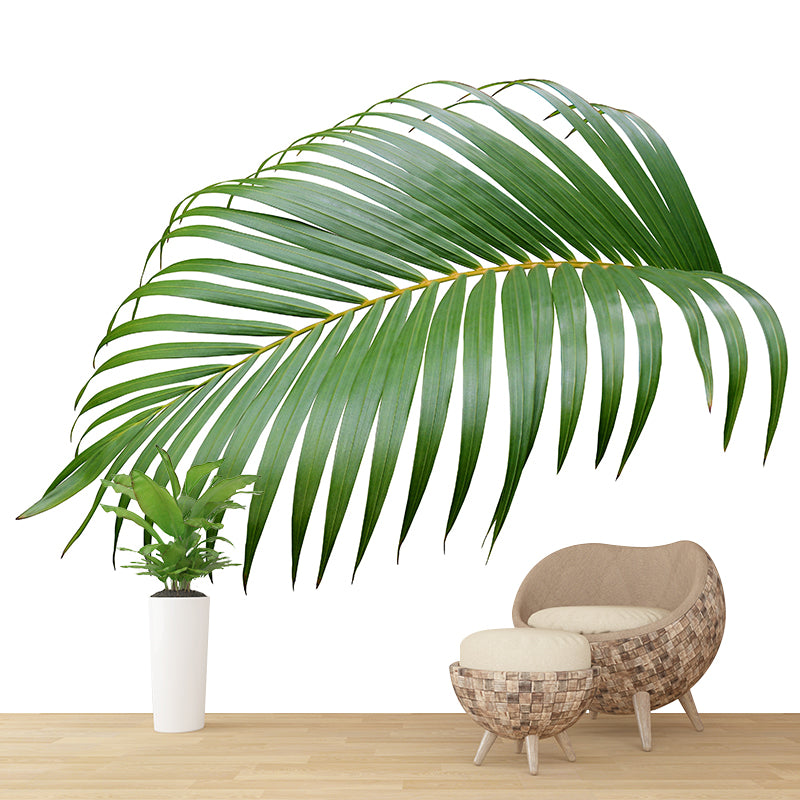 Tropical Palm Leaf Mural Soft Color Stain Resistant Wall Art for Living Room
