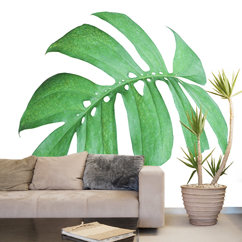 Tropical Leaf Plant Mural Stain Resistant Wall Covering for Room