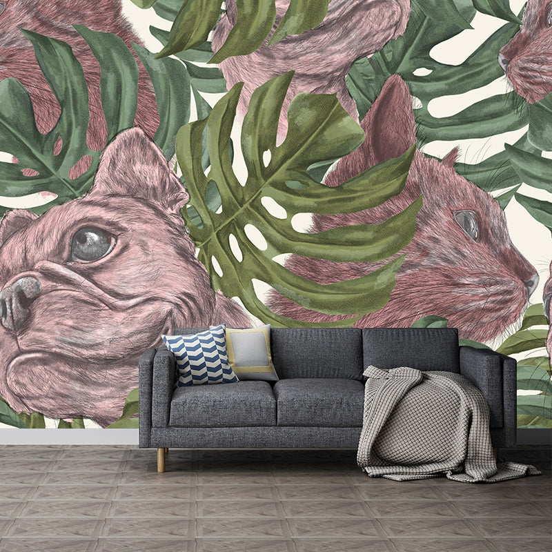 Customized Tropical Leaves Mural Indoor Decoration Mural for Living Room