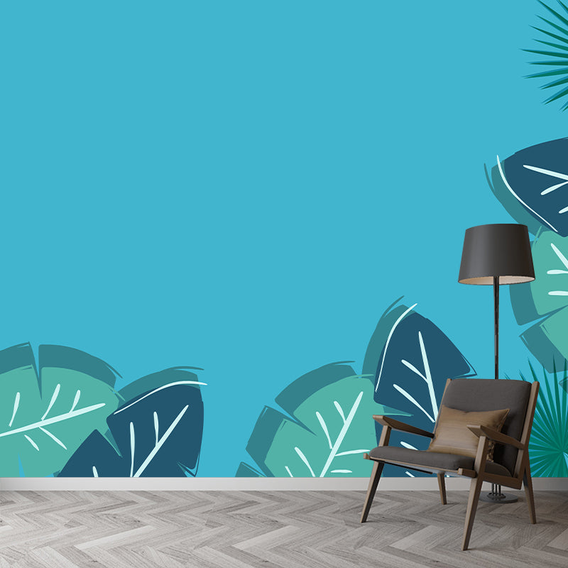 Tropical Leaves Plants Mural Modern Stain Resistant Wall Art for Living Room