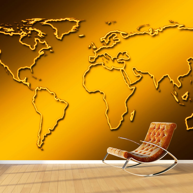 Contemporary World Map Wall Mural Eco-friendly Wall Mural in Soft Color