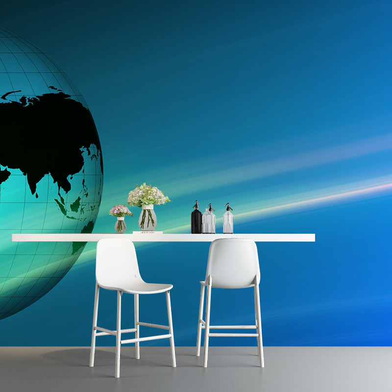 World Map Wall Mural Illustration Decorative Living Room Wall Art for Home Decor