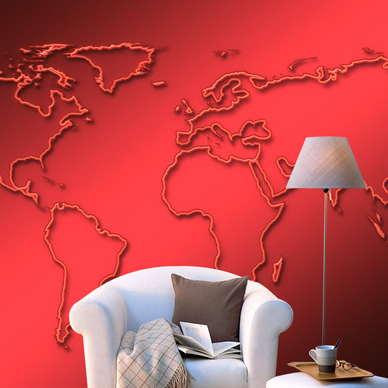 World Map Wall Mural Illustration Decorative Living Room Wall Art for Home Decor