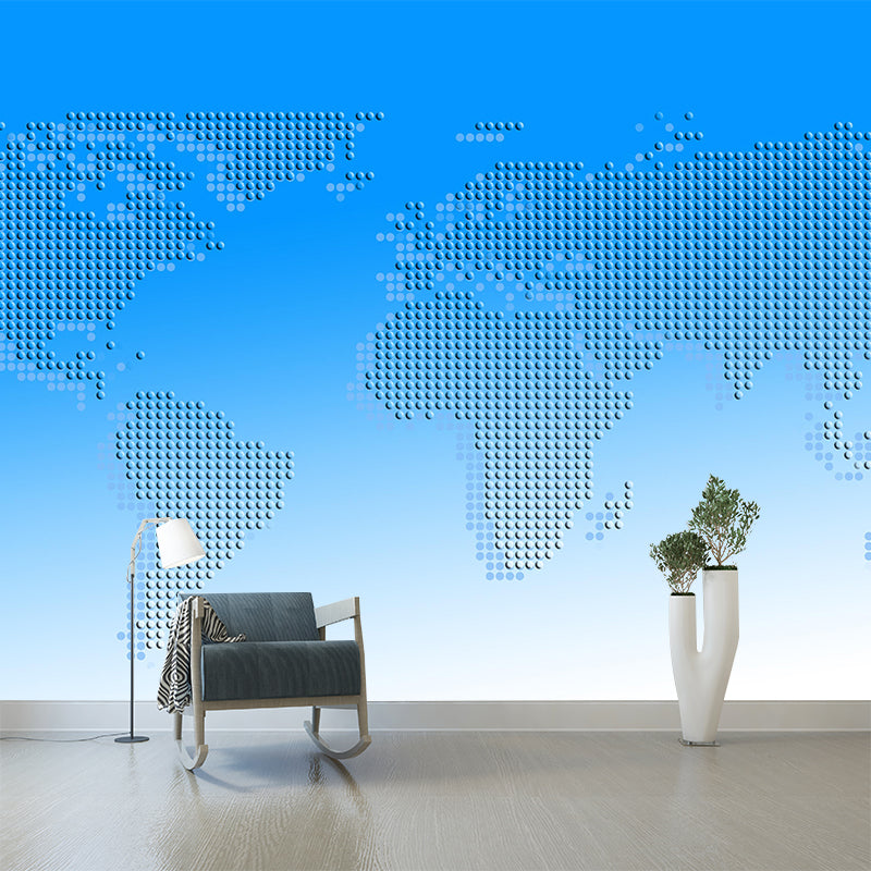 Illustration World Map Wall Mural Contemporary Decorative for Living Room