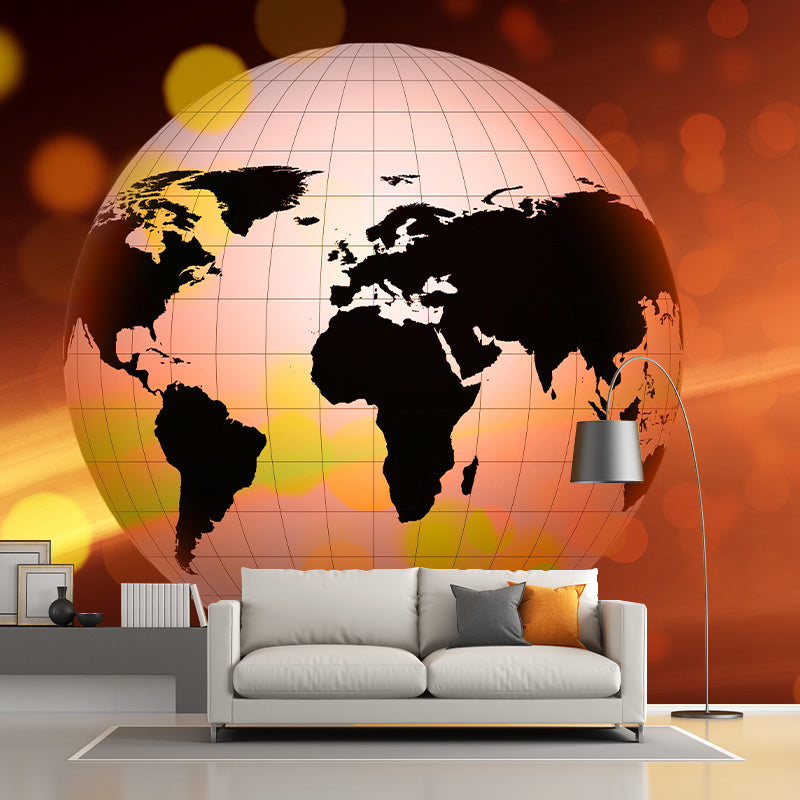 Contemporary World Map Wall Mural Wallpaper Eco-friendly Wall Mural in Soft Color