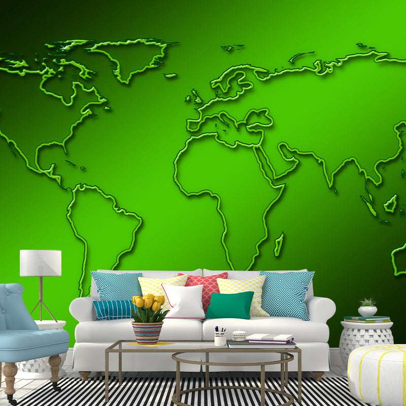 Contemporary World Map Wall Mural Wallpaper Eco-friendly Wall Mural in Soft Color