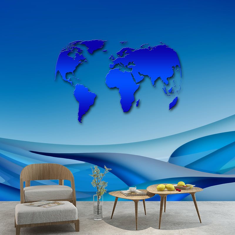 Contemporary World Map Wall Mural Wallpaper Eco-friendly Wall Mural in Soft Color