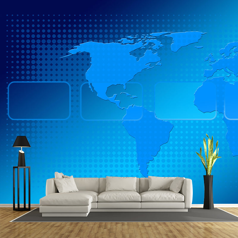 Illustration World Map Mural Contemporary Decorative Wall Murals for Bedrooms