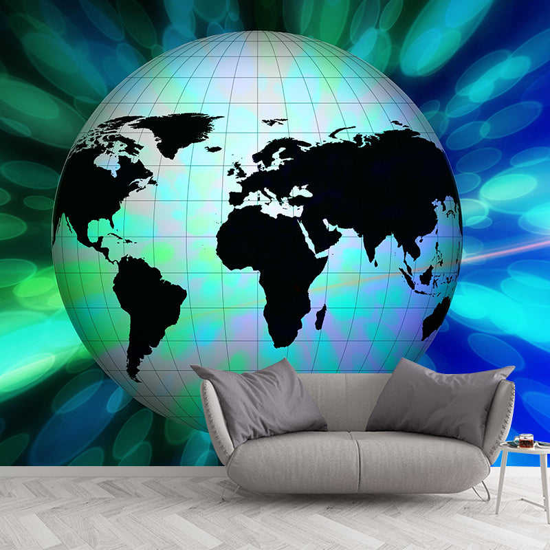 World Map Wall Mural Wallpaper Eco-friendly Wall Mural in Blue